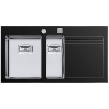 Kuchyňské dřezy - Sinks GLASS 1000.1 černý levý 1,2mm