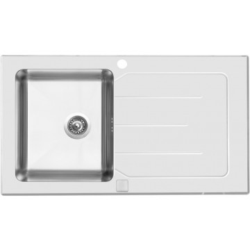 Kuchyňské dřezy - Sinks VITRUM 860 V 1mm kartáčovaný bílý