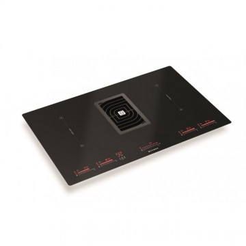 Vestavné spotřebiče - Faber GALILEO  - varná deska s vestavěným odsavačem, černé sklo / litinová mřížka, šířka 83cm