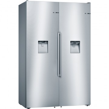 Volně stojící spotřebiče - Bosch KAD95BI2P Volně stojící lednice-mrazák Side-by-side složená z KSW36BI3P, GSD36BI2V a spojovací sady KSZ39AL00, celková šíře 120 cm